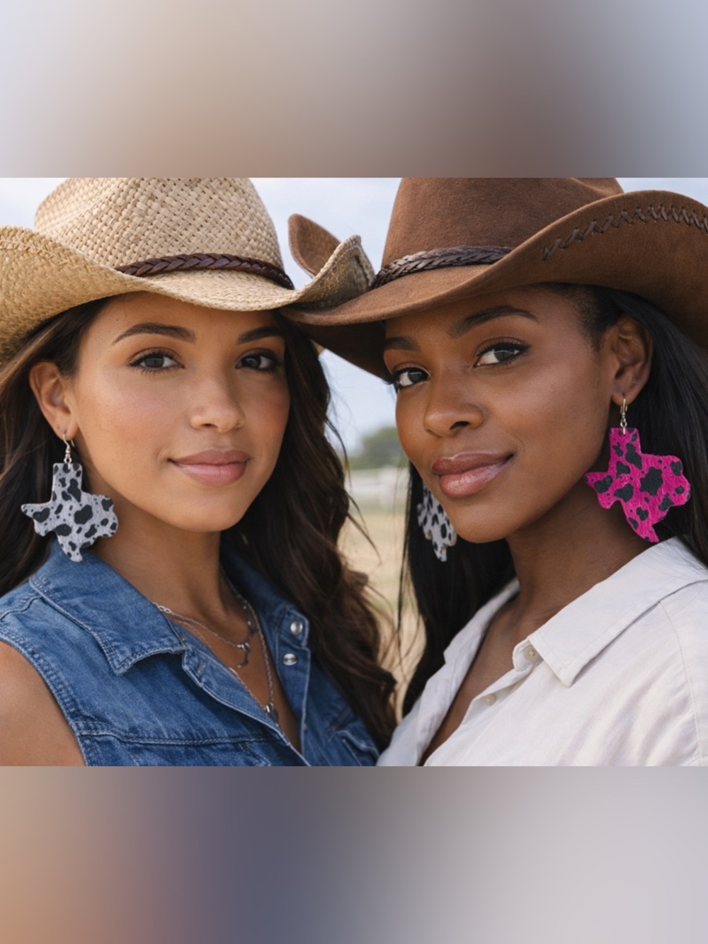 🎂Texas Shaped Leopard Print Faux Leather Earrings (1)